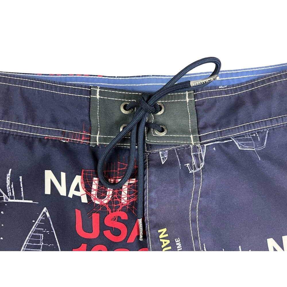 Nautica Men's Blue Nautical Print Board Short Boardshorts w Mesh Lining Size M - Picture 5 of 7